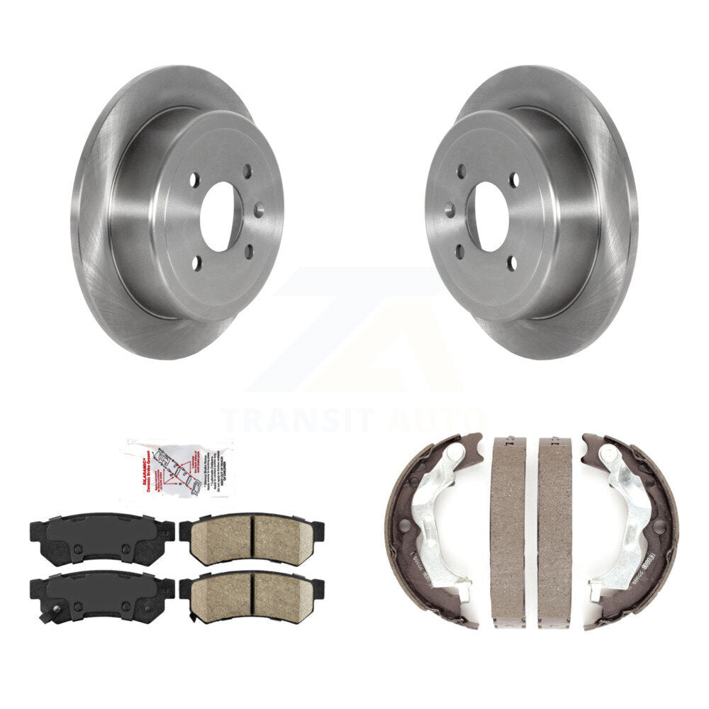 Rear Disc Rotors Ceramic Pads & Parking Brake Shoes Kit For 2014-2015 Chevrolet Spark EV K8A-108540