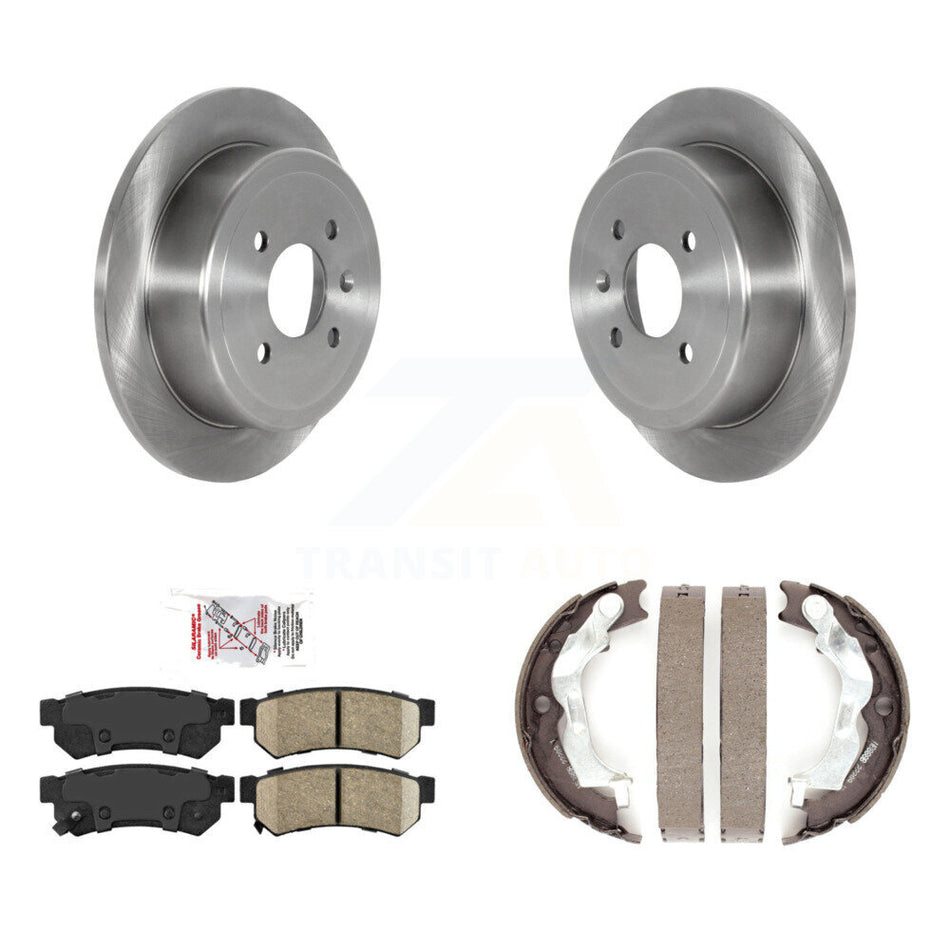 Rear Disc Rotors Ceramic Pads & Parking Brake Shoes Kit For 2014-2015 Chevrolet Spark EV K8A-108540