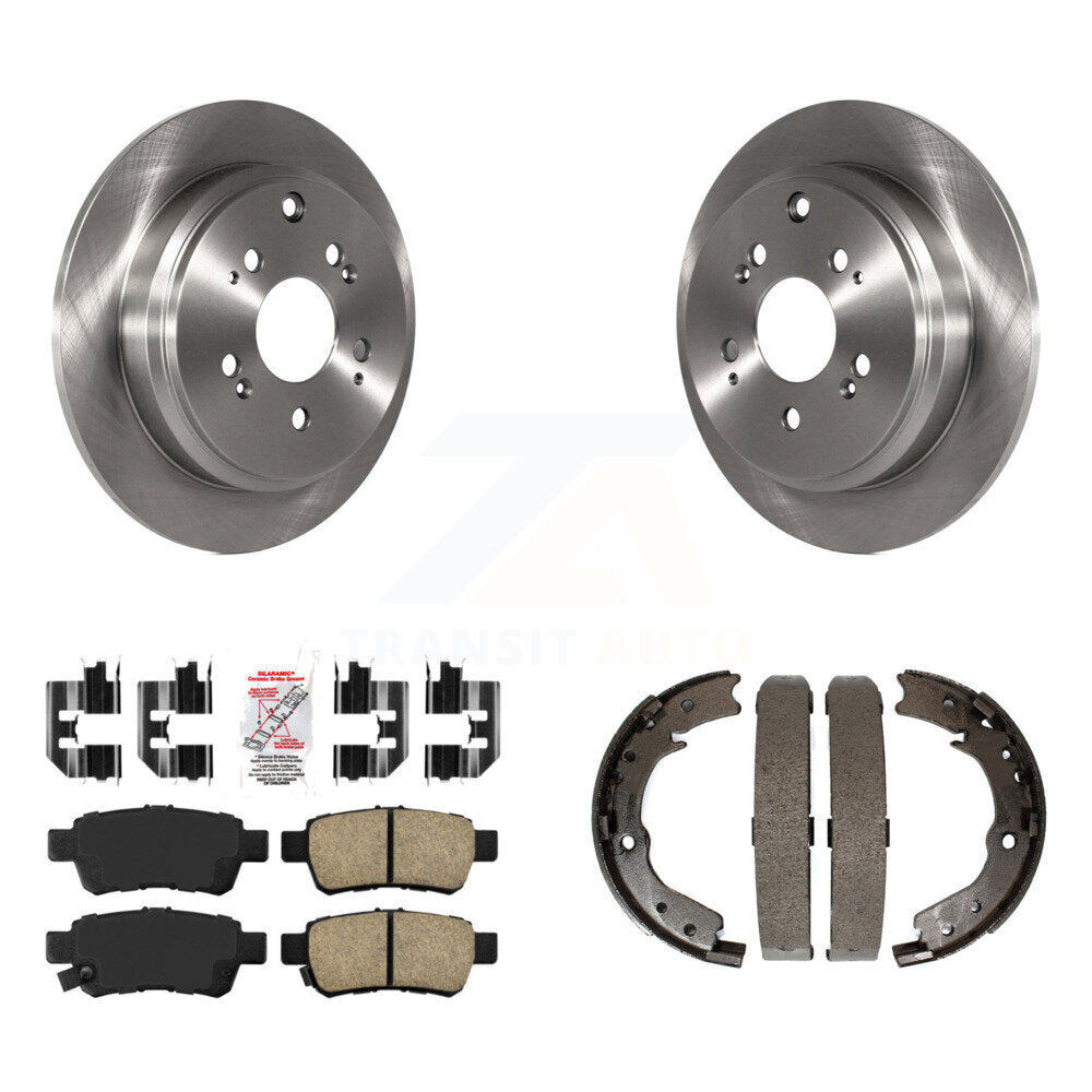 Rear Disc Rotors Ceramic Pads And Parking Brake Shoes Kit For 2005-2010 Honda Odyssey K8A-108542