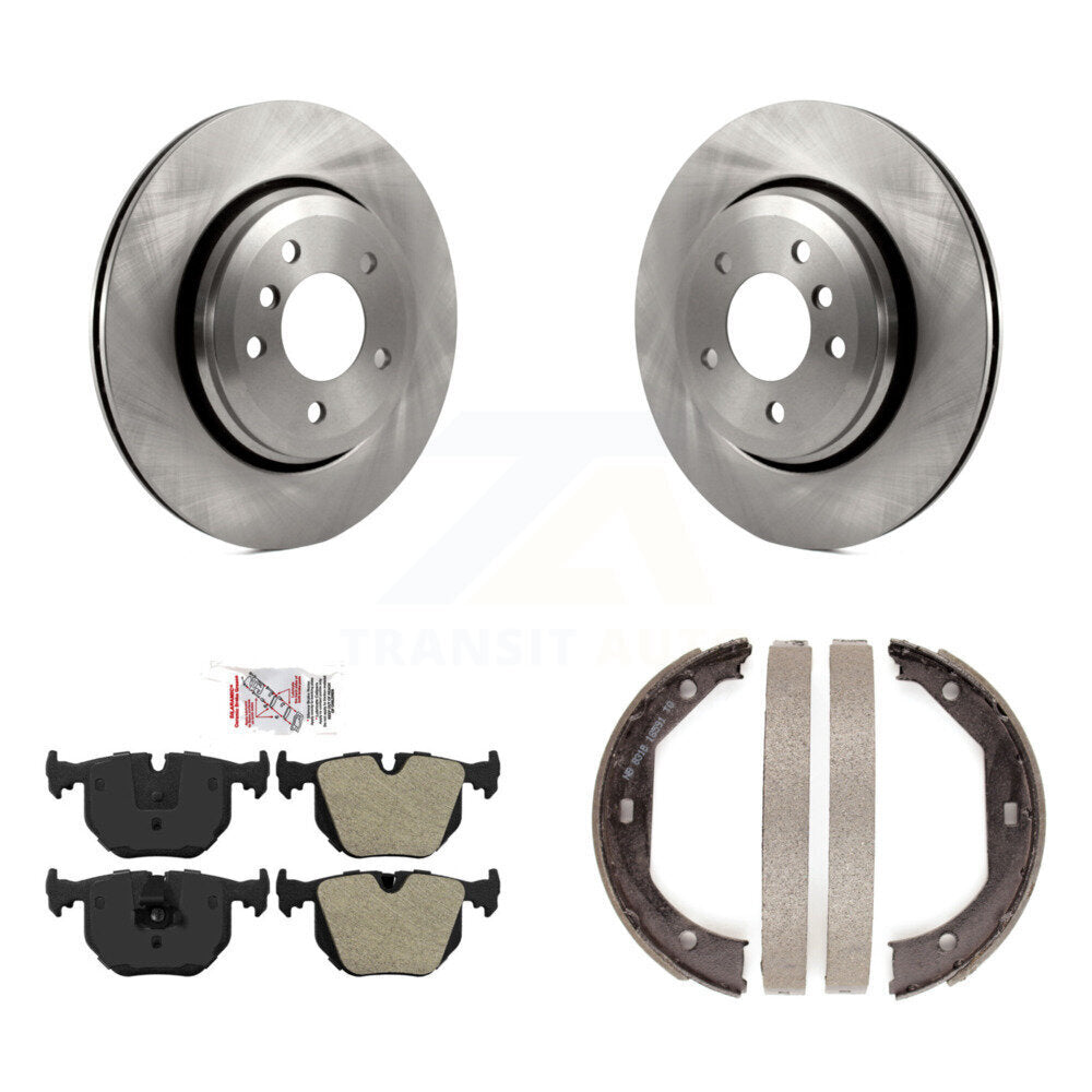Rear Disc Rotors Semi-Metallic Pads And Parking Brake Shoes Kit For BMW 330Ci 330i 330xi K8A-108549