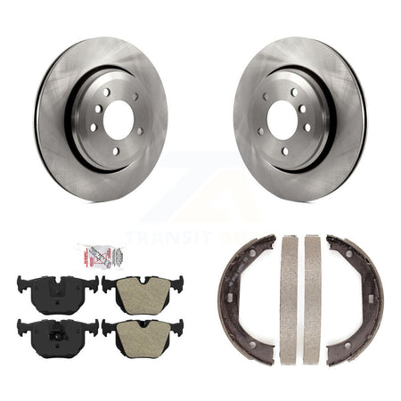 Rear Disc Rotors Semi-Metallic Pads And Parking Brake Shoes Kit For BMW 330Ci 330i 330xi K8A-108549