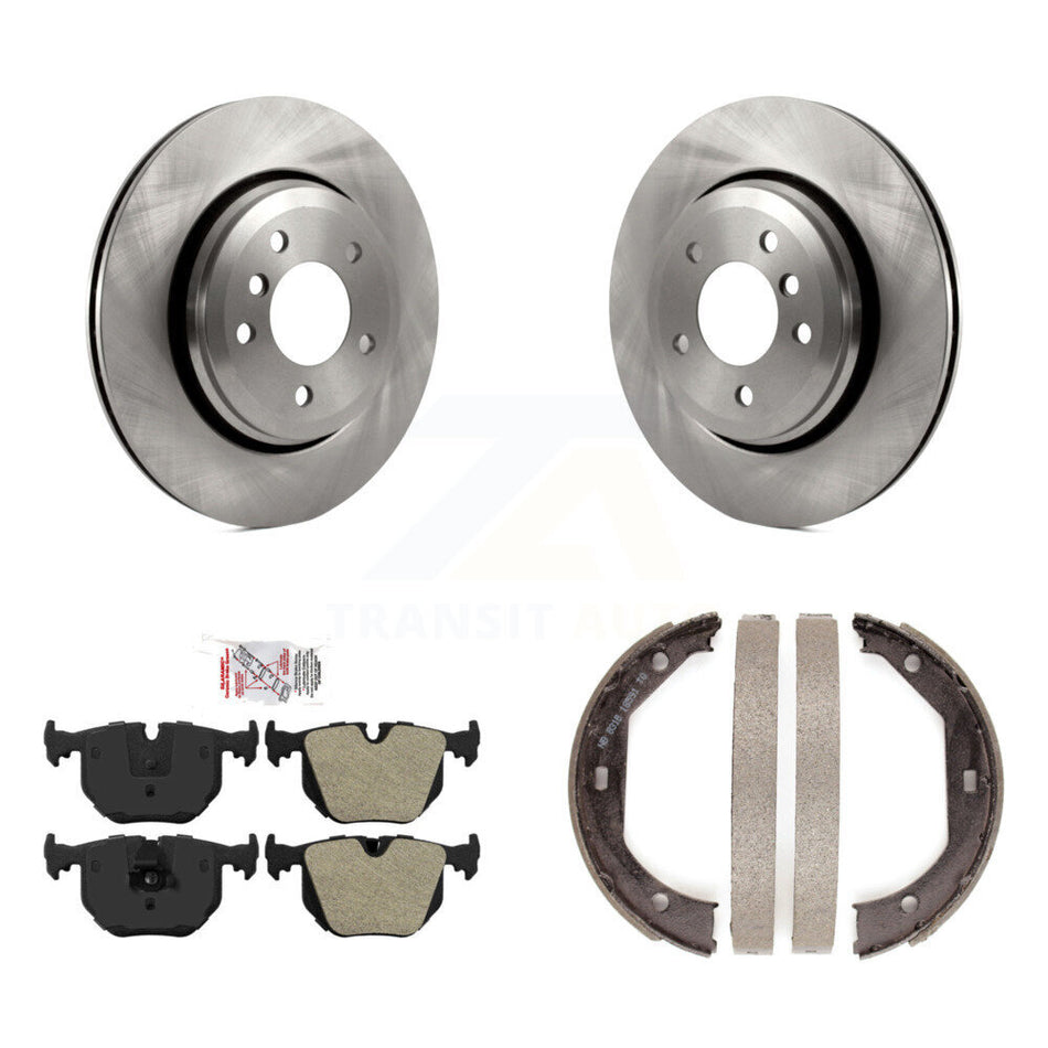 Rear Disc Rotors Semi-Metallic Pads And Parking Brake Shoes Kit For BMW 330Ci 330i 330xi K8A-108549