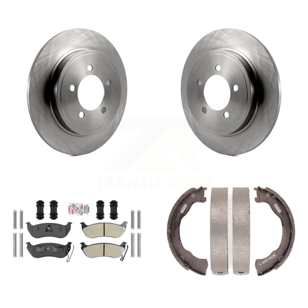 Rear Disc Rotors Semi-Metallic Pads Parking Brake Shoes Kit For Ford Explorer Sport Trac K8A-108554
