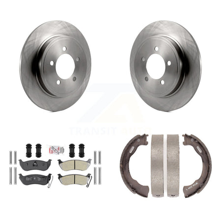 Rear Disc Rotors Semi-Metallic Pads Parking Brake Shoes Kit For Ford Explorer Sport Trac K8A-108554