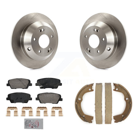 Rear Disc Rotors Ceramic Pads & Parking Brake Shoes Kit For Hyundai Santa Fe Kia Sorento K8A-108560