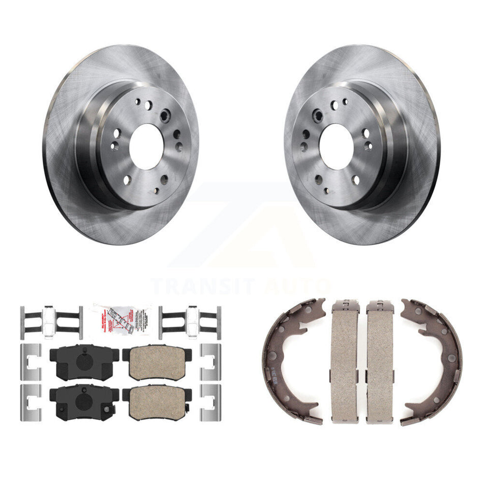 Rear Disc Rotors Ceramic Pads And Parking Brake Shoes Kit For Acura TL Honda Element K8A-108567