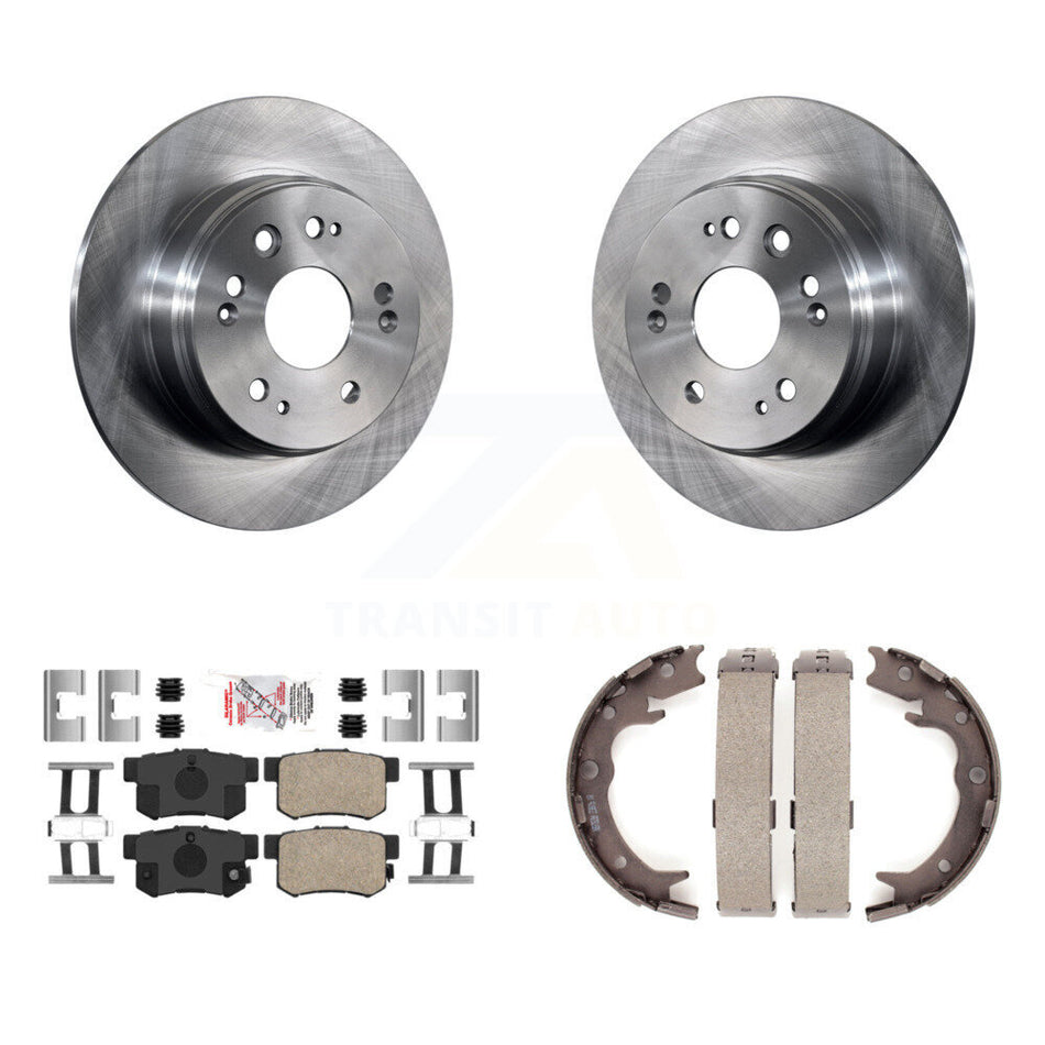 Rear Disc Rotors Ceramic Pads And Parking Brake Shoes Kit For 2002-2004 Honda CR-V K8A-108568