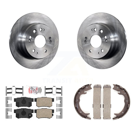 Rear Disc Rotors Ceramic Pads And Parking Brake Shoes Kit For 2002-2004 Honda CR-V K8A-108569