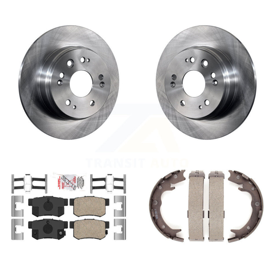 Rear Disc Rotors Ceramic Pads And Parking Brake Shoes Kit For 2002-2004 Honda CR-V K8A-108569