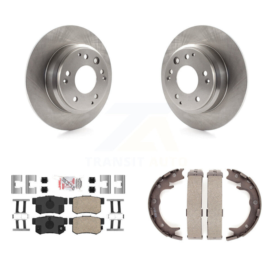 Rear Disc Rotors Ceramic Pads And Parking Brake Shoes Kit For Honda Odyssey Acura RL K8A-108570