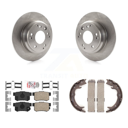 Rear Disc Rotors Ceramic Pads And Parking Brake Shoes Kit For Honda Odyssey Acura RL K8A-108571