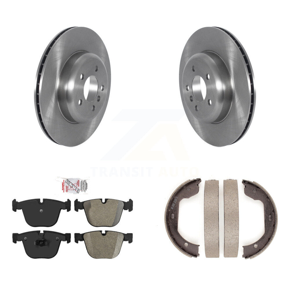 Rear Disc Rotors Semi-Metallic Pads Parking Shoes Kit For BMW 535i GT xDrive 740Li 740i 7 K8A-108579