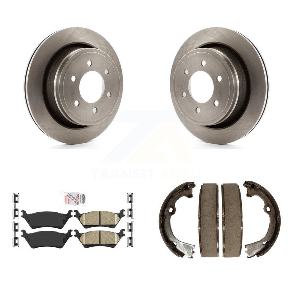 Rear Disc Rotors Ceramic Pads And Parking Brake Shoes Kit For Ford F-150 K8A-108584
