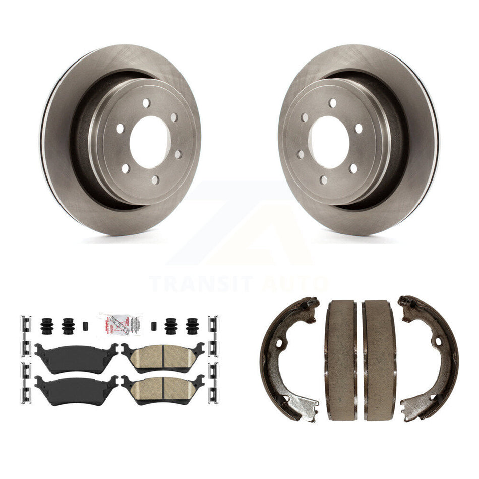Rear Disc Rotors Ceramic Pads And Parking Brake Shoes Kit For Ford F-150 K8A-108586
