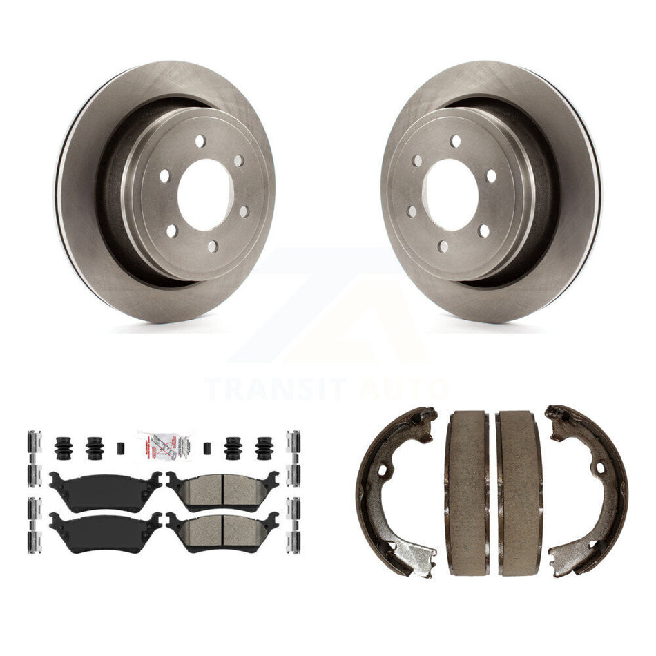Rear Disc Rotors Semi-Metallic Pads And Parking Brake Shoes Kit For Ford F-150 K8A-108588
