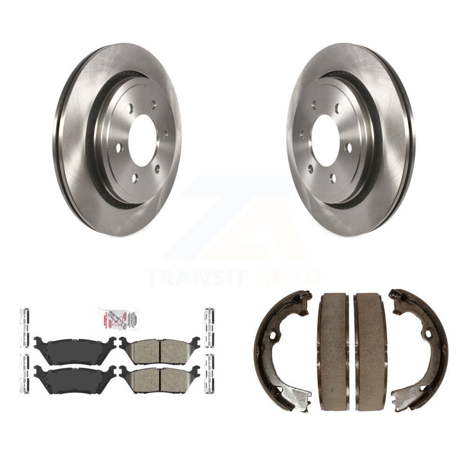 Rear Disc Rotors Ceramic Pads And Parking Brake Shoes Kit For Ford F-150 K8A-108589