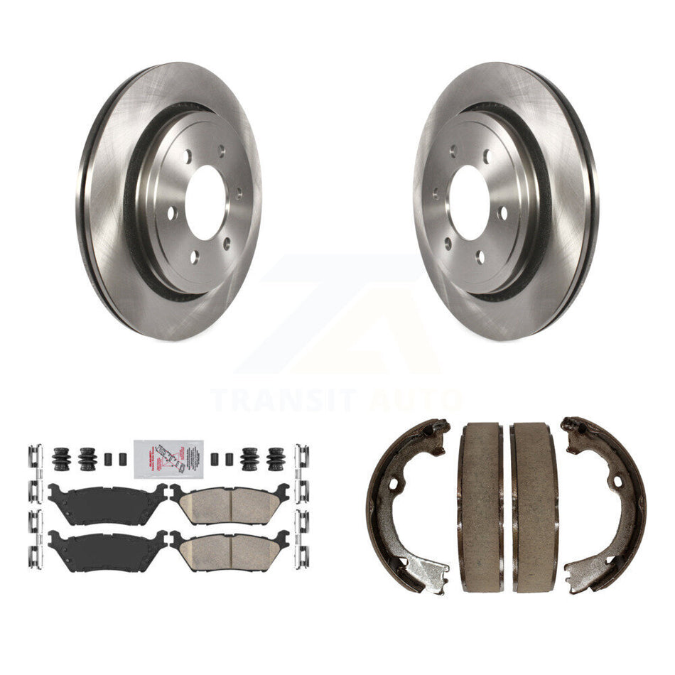 Rear Disc Rotors Ceramic Pads And Parking Brake Shoes Kit For Ford F-150 K8A-108590