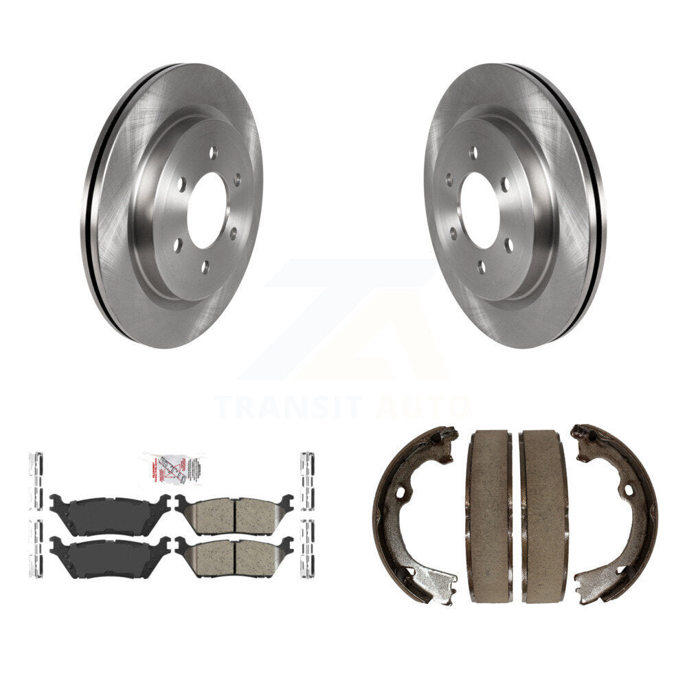 Rear Disc Rotors Ceramic Pads And Parking Brake Shoes Kit For Ford F-150 K8A-108591