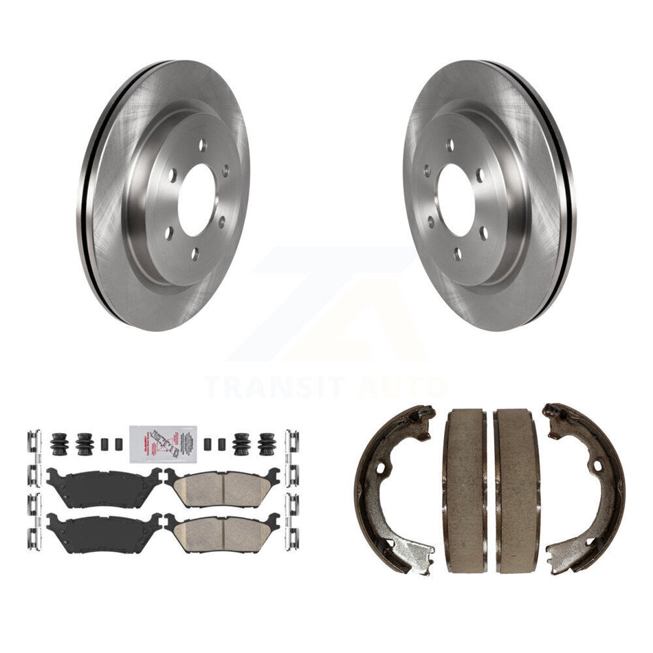 Rear Disc Rotors Ceramic Pads And Parking Brake Shoes Kit For Ford F-150 K8A-108592