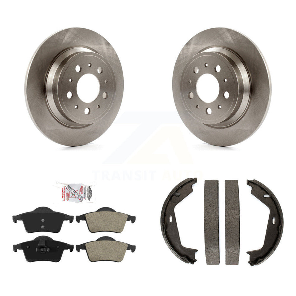Rear Disc Rotors Semi-Metallic Pads And Parking Brake Shoes Kit For Volvo XC70 S80 K8A-108601
