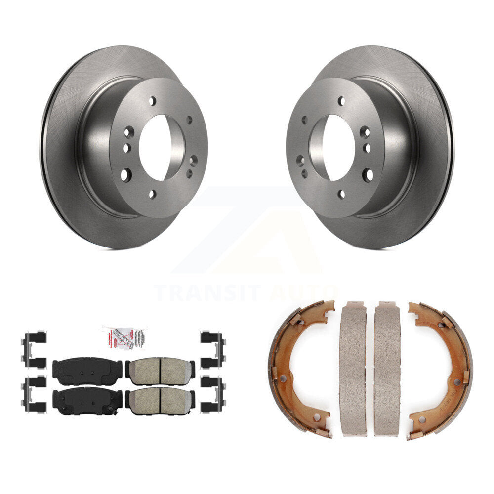 Rear Disc Rotors Semi-Metallic Pads And Parking Brake Shoes Kit For 2003-2006 Kia Sorento K8A-108606