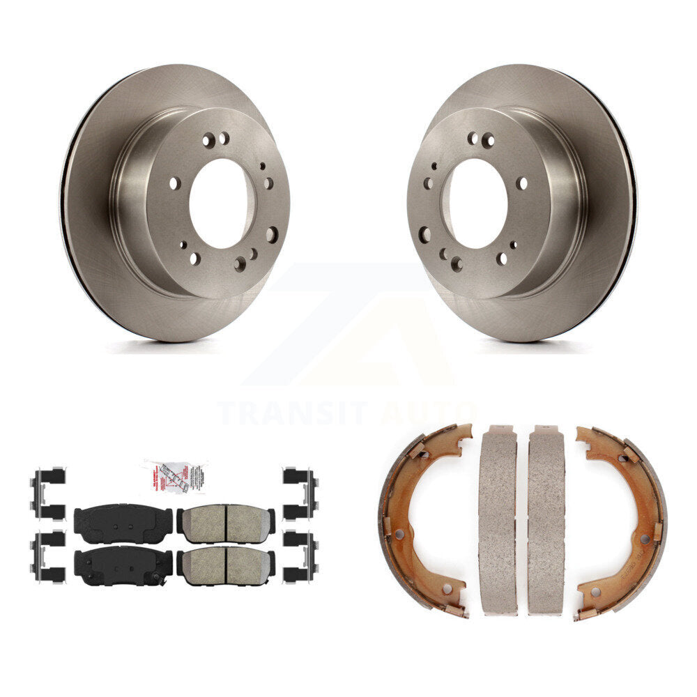 Rear Disc Rotors Semi-Metallic Pads And Parking Brake Shoes Kit For 2007-2009 Kia Sorento K8A-108607
