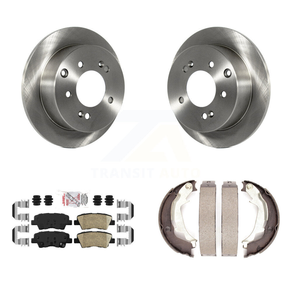 Rear Disc Rotors Ceramic Pads And Parking Brake Shoes Kit For 2010-2013 Kia Soul K8A-108609