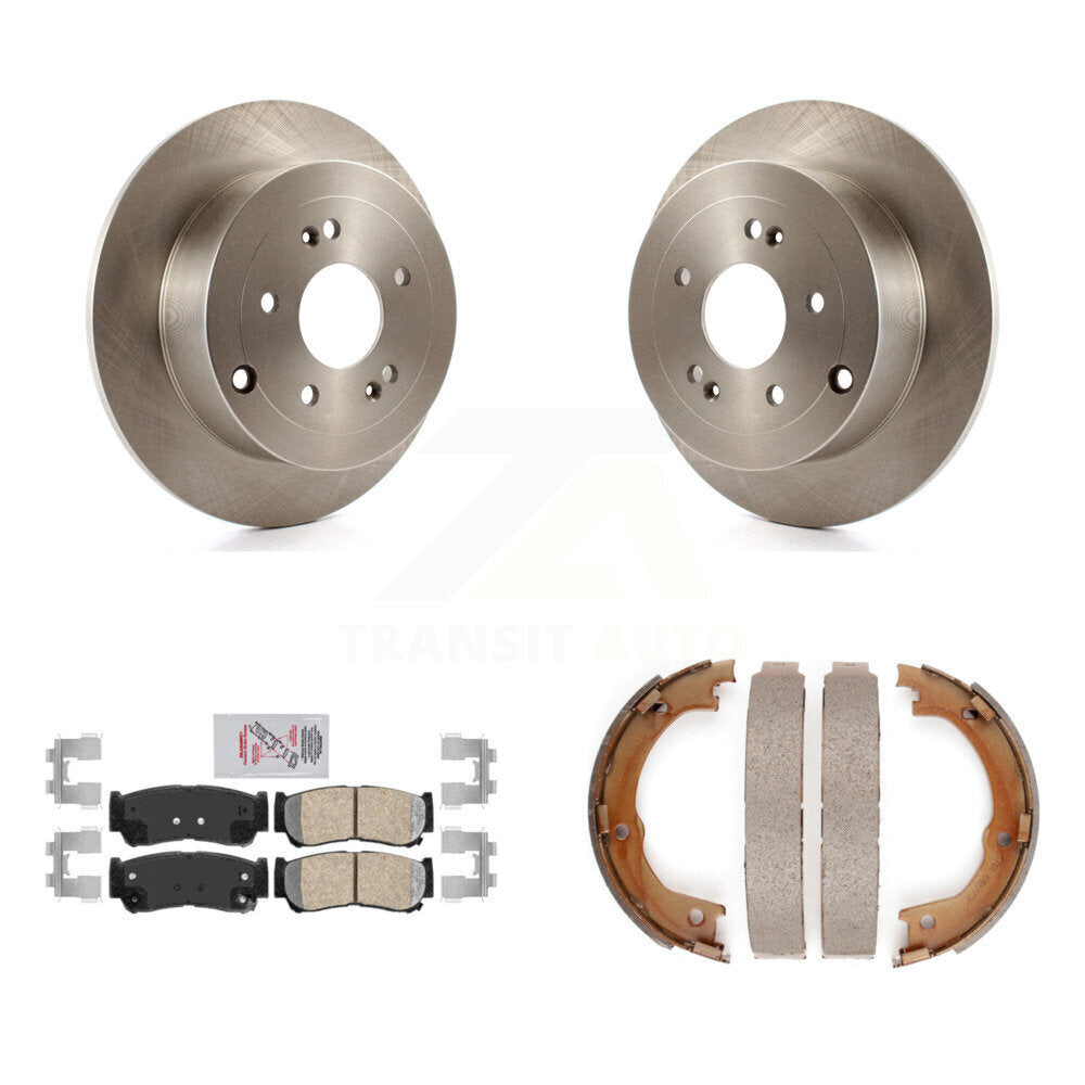 Rear Disc Rotors Ceramic Pads And Parking Brake Shoes Kit For 2007-2009 Hyundai Santa Fe K8A-108621