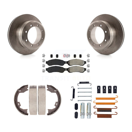 Rear Disc Rotors Semi-Metallic Pads Parking Shoes Hardware Kit For Ford F-350 Super Duty K8A-108633