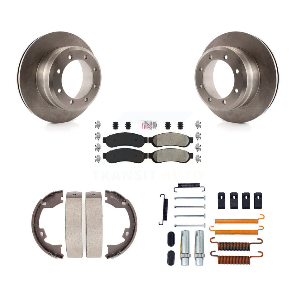 Rear Disc Rotors Semi-Metallic Pads Parking Shoes Hardware Kit For Ford F-350 Super Duty K8A-108633