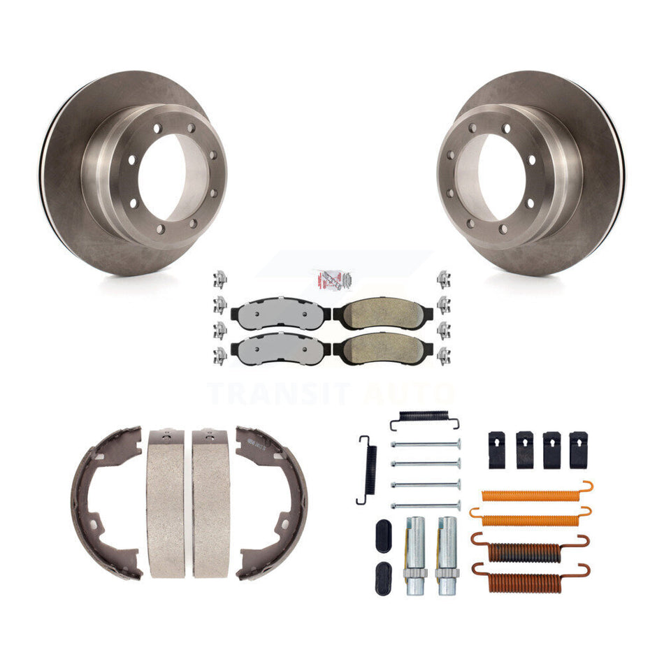 Rear Disc Rotors Semi-Metallic Pads Parking Shoes Hardware Kit For Ford F-350 Super Duty K8A-108634