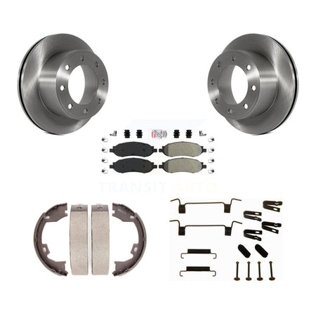 Rear Disc Rotors Semi-Metallic Pads Parking Shoes Hardware Kit For Ford F-350 Super Duty K8A-108635