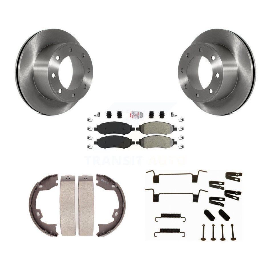 Rear Disc Rotors Semi-Metallic Pads Parking Shoes Hardware Kit For Ford F-350 Super Duty K8A-108635