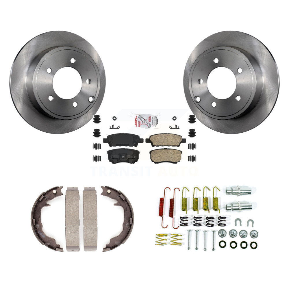 Rear Disc Rotors Ceramic Pads Parking Shoes Hardware Kit For Jeep Patriot Dodge Chrysler K8A-108640