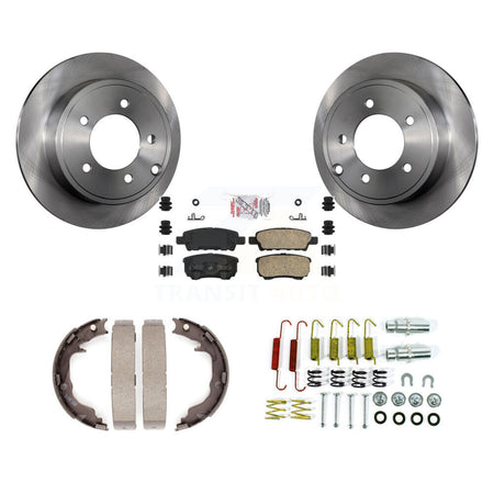 Rear Disc Rotors Ceramic Pads Parking Shoes Hardware Kit For Jeep Patriot Dodge Chrysler K8A-108640