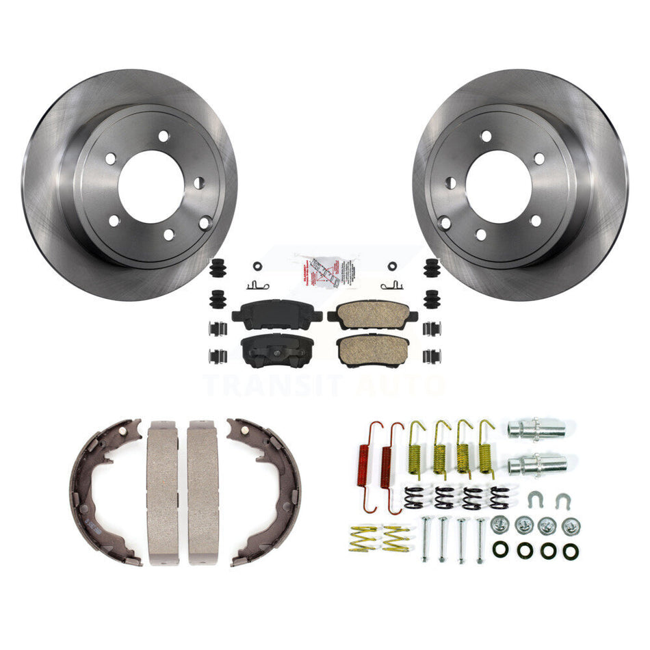 Rear Disc Rotors Ceramic Pads Parking Shoes Hardware Kit For Jeep Patriot Dodge Chrysler K8A-108640