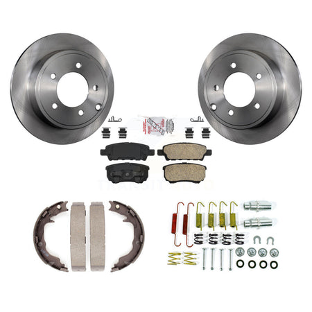 Rear Disc Rotors Ceramic Pads Parking Shoes Hardware Kit For Jeep Patriot Dodge Chrysler K8A-108641