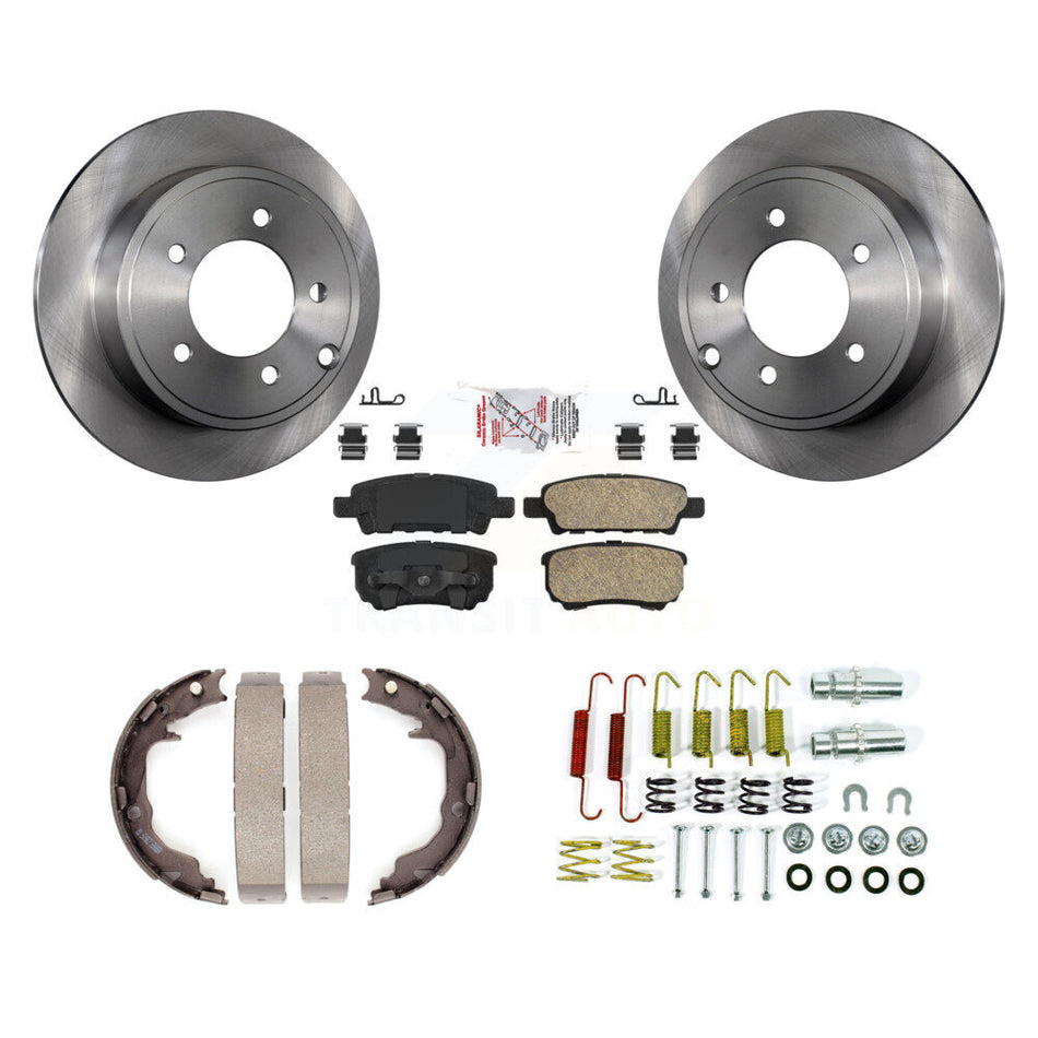 Rear Disc Rotors Ceramic Pads Parking Shoes Hardware Kit For Jeep Patriot Dodge Chrysler K8A-108641