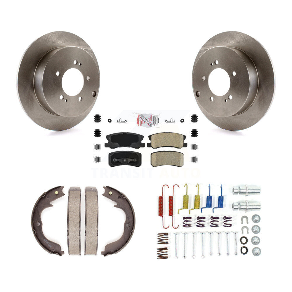 Rear Disc Rotors Ceramic Pads Parking Shoes Hardware Kit For Mitsubishi Lancer Outlander K8A-108644
