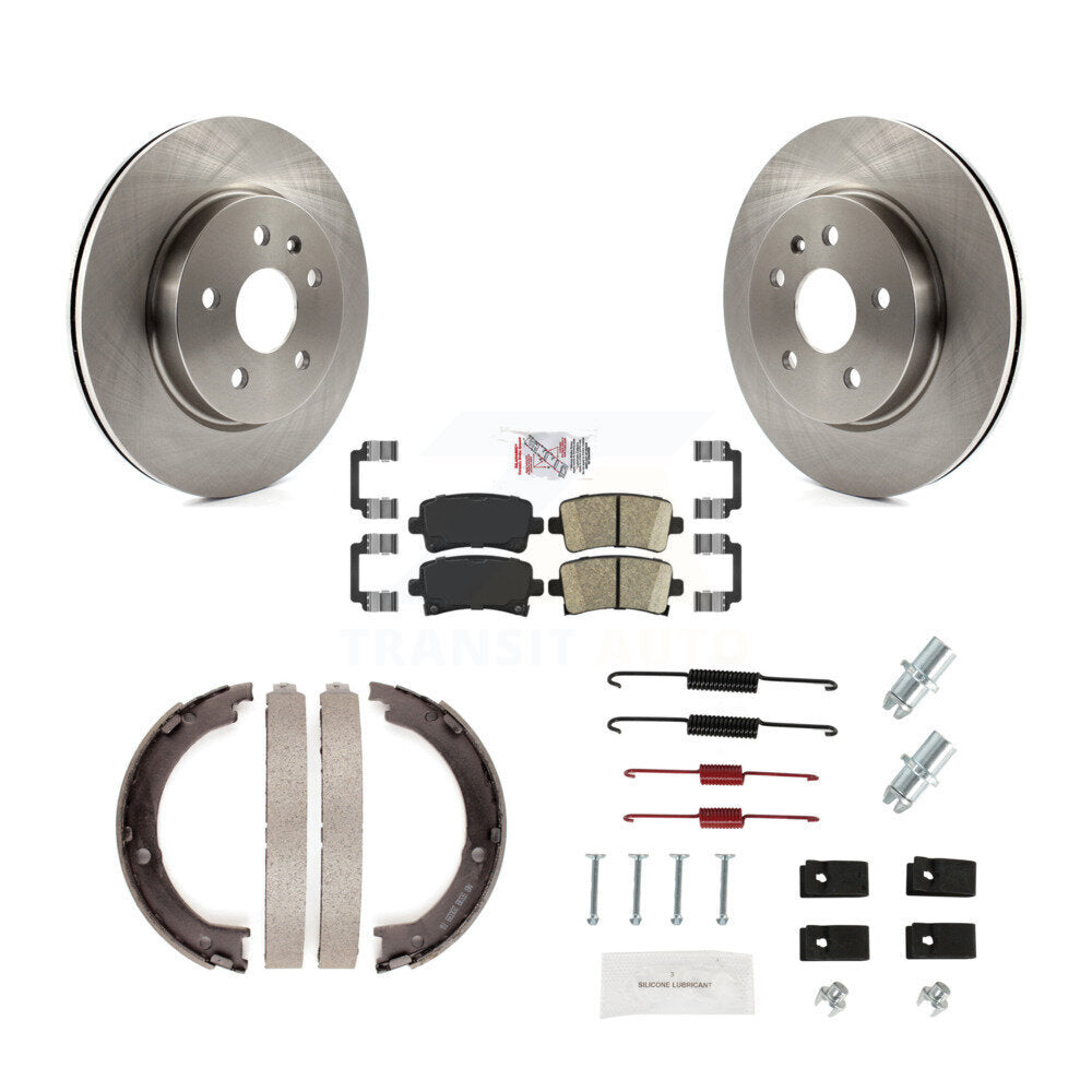 Rear Disc Rotors Ceramic Pads Parking Brake Shoes And Hardware Kit For Cadillac XTS K8A-108661