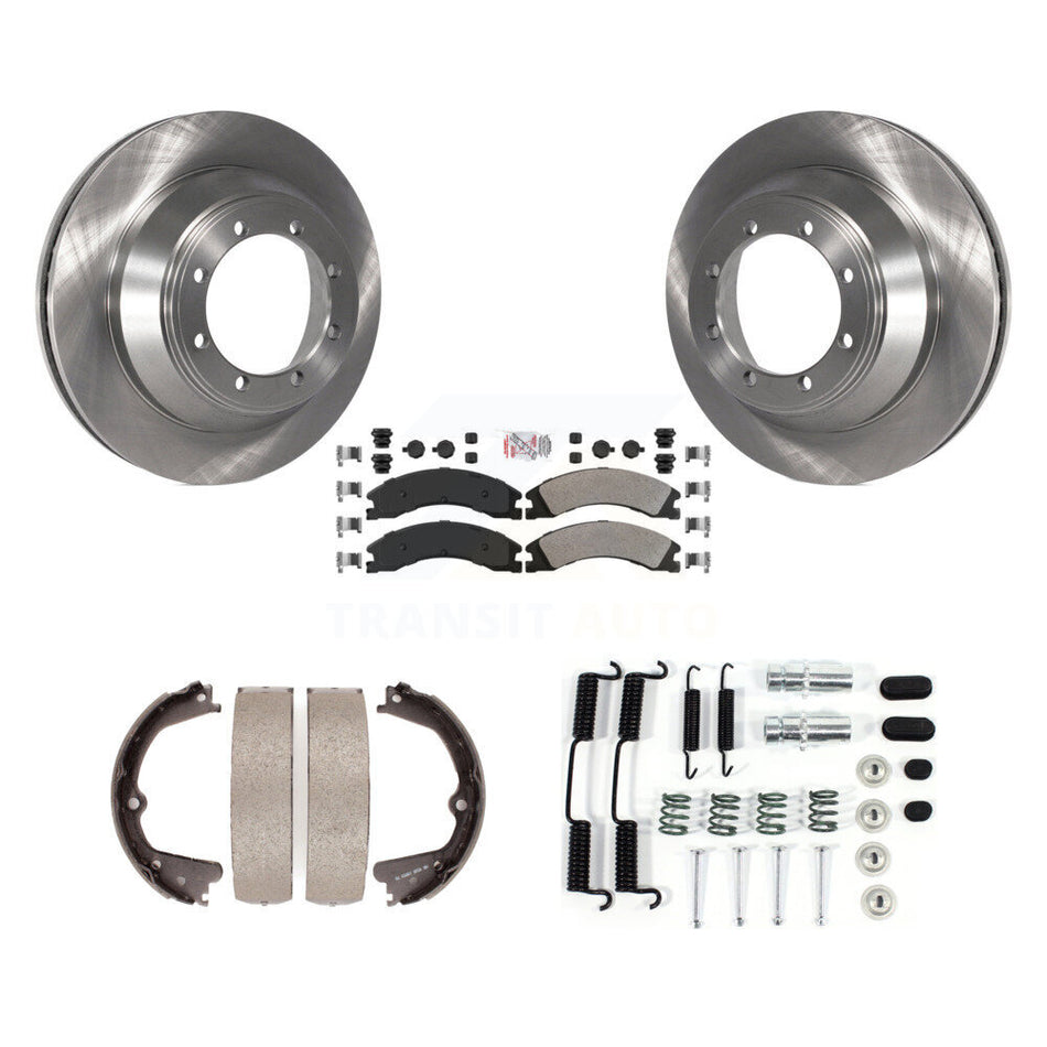 Rear Disc Rotors Semi-Metallic Pads Parking Shoes Hardware Kit For Ford E-450 Super Duty K8A-108679
