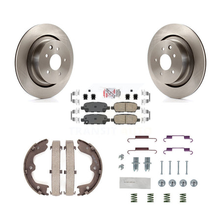 Rear Disc Rotors Ceramic Pads Parking Brake Shoes & Hardware Kit For INFINITI G37 G35 Q60 K8A-108684