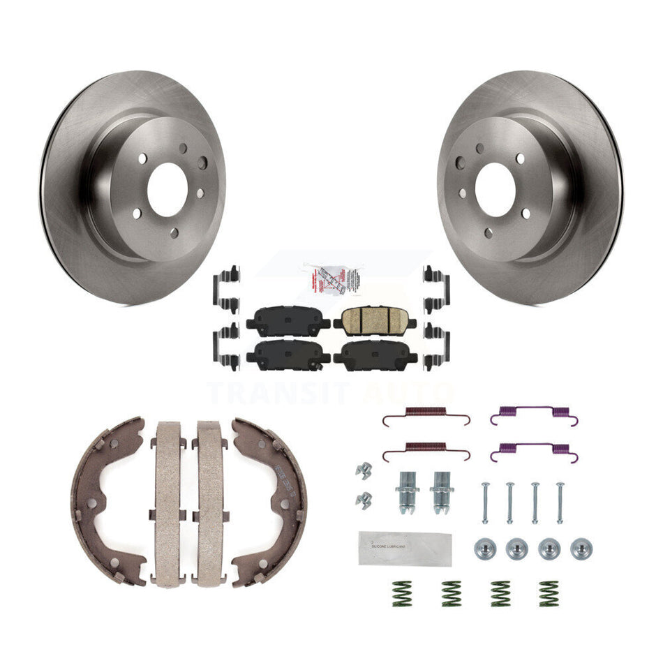 Rear Disc Rotors Ceramic Pads Parking Shoes & Hardware Kit For INFINITI Nissan Maxima G37 K8A-108686