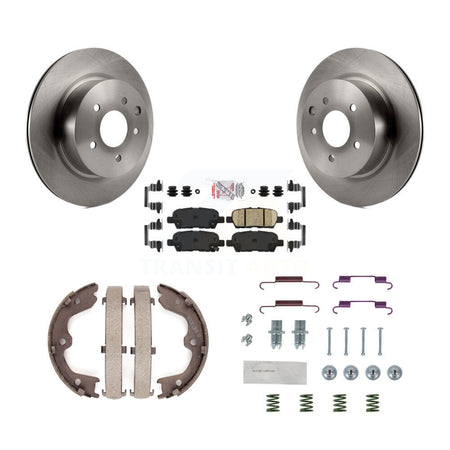 Rear Disc Rotors Ceramic Pads Parking Shoes & Hardware Kit For INFINITI Nissan Maxima G37 K8A-108687