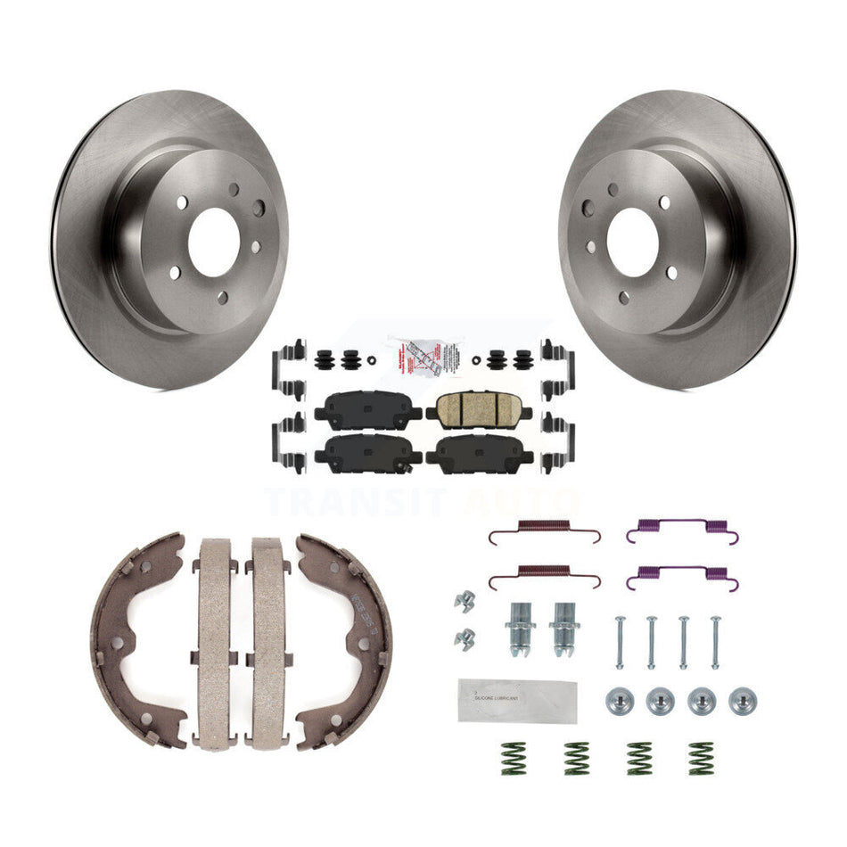 Rear Disc Rotors Ceramic Pads Parking Shoes & Hardware Kit For INFINITI Nissan Maxima G37 K8A-108687