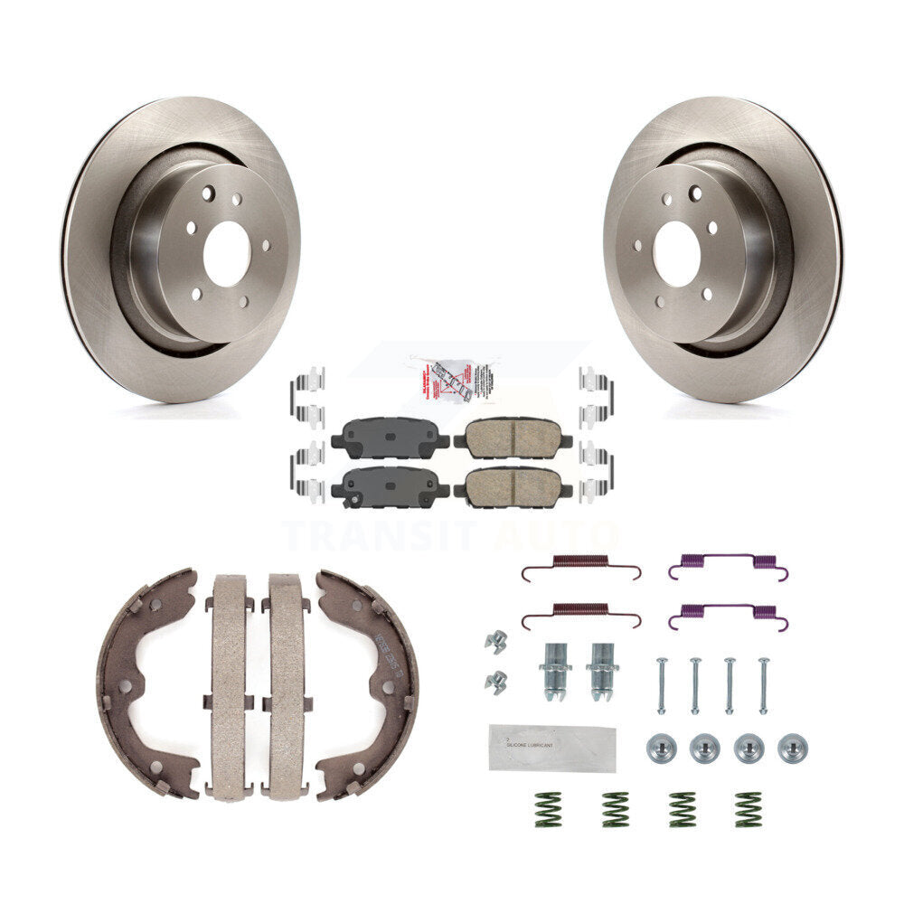 Rear Disc Rotors Ceramic Pads Parking Brake Shoes & Hardware Kit For INFINITI G37 G35 Q60 K8A-108688