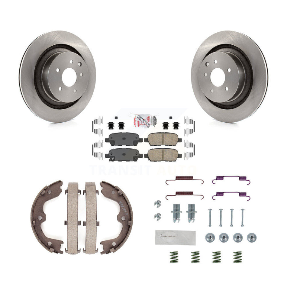 Rear Disc Rotors Ceramic Pads Parking Brake Shoes And Hardware Kit For INFINITI Q60 K8A-108691