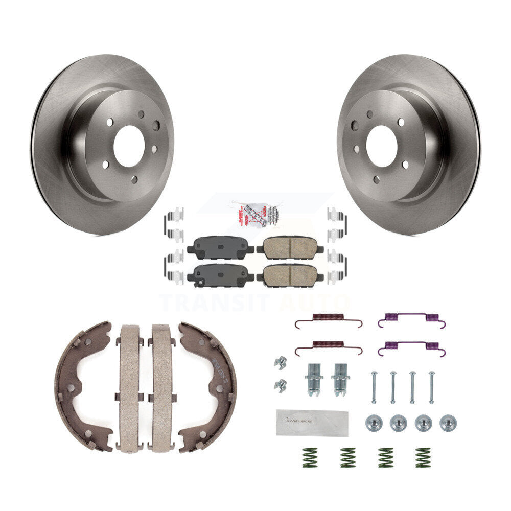 Rear Disc Rotors Ceramic Pads Parking Brake Shoes Hardware Kit For INFINITI EX35 M35 M45 K8A-108699