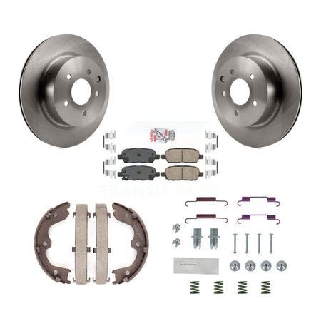 Rear Disc Rotors Ceramic Pads Parking Brake Shoes Hardware Kit For INFINITI EX35 M35 M45 K8A-108699