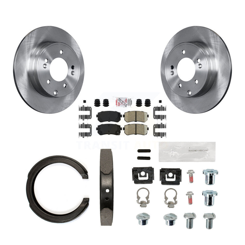 Rear Disc Rotors Ceramic Pads Parking Shoes & Hardware Kit For Hyundai Tucson Sonata Kia K8A-108700